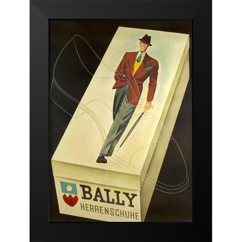 Bally Box Black Modern Wood Framed Art Print by Vintage Apple Collection