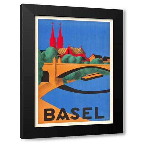 Basel Black Modern Wood Framed Art Print with Double Matting by Vintage Apple Collection