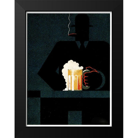 Beer in the Middle of the Night Black Modern Wood Framed Art Print by Vintage Apple Collection
