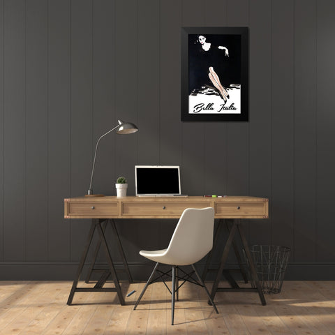 Bella Italia Black Modern Wood Framed Art Print by Vintage Apple Collection