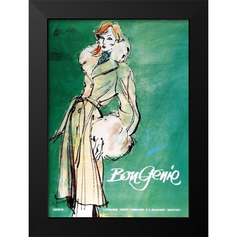 Bon Genie Black Modern Wood Framed Art Print by Vintage Apple Collection