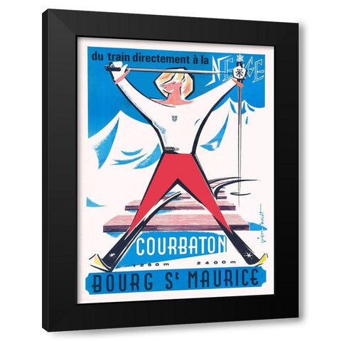 Bourg Saint Maurice Black Modern Wood Framed Art Print with Double Matting by Vintage Apple Collection