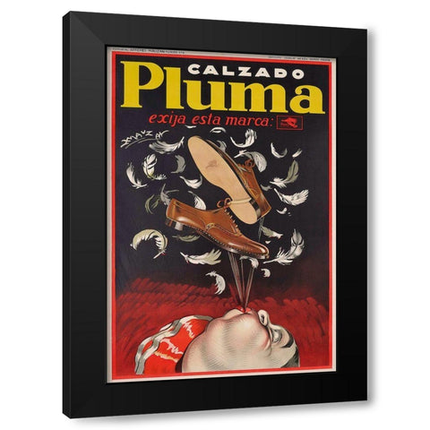 Calzado Pluma Black Modern Wood Framed Art Print with Double Matting by Vintage Apple Collection