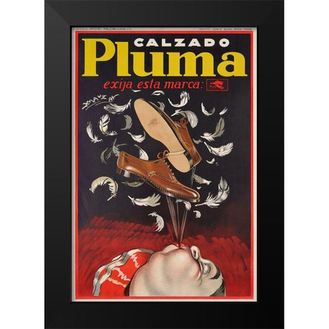 Calzado Pluma Black Modern Wood Framed Art Print by Vintage Apple Collection