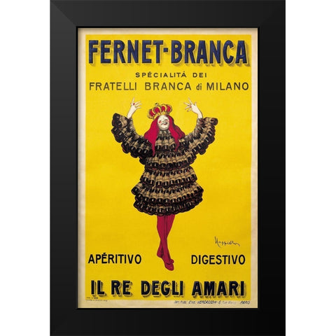 Fernet Branca Yellow Black Modern Wood Framed Art Print by Vintage Apple Collection