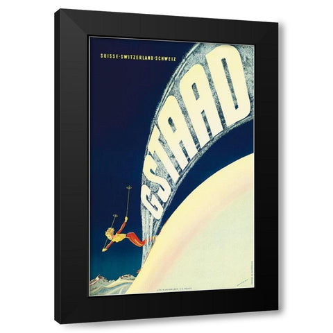 Gstaad Black Modern Wood Framed Art Print with Double Matting by Vintage Apple Collection