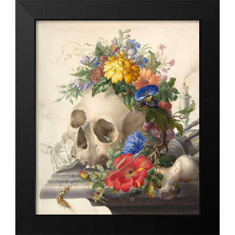 Hipster Skull Black Modern Wood Framed Art Print by Vintage Apple Collection