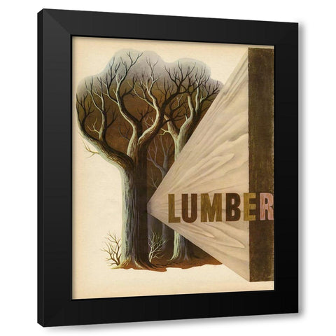 Lumber Black Modern Wood Framed Art Print with Double Matting by Vintage Apple Collection