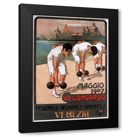 Maggio Weightlifters Black Modern Wood Framed Art Print with Double Matting by Vintage Apple Collection