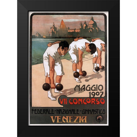Maggio Weightlifters Black Modern Wood Framed Art Print by Vintage Apple Collection