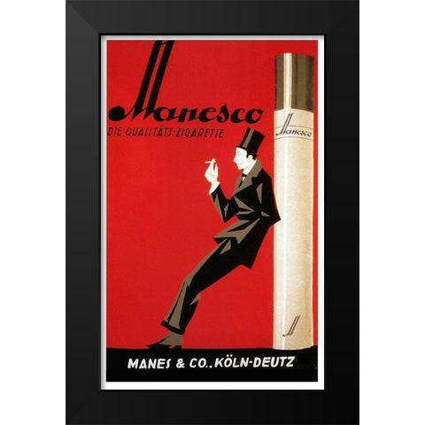 Manesco Black Modern Wood Framed Art Print by Vintage Apple Collection