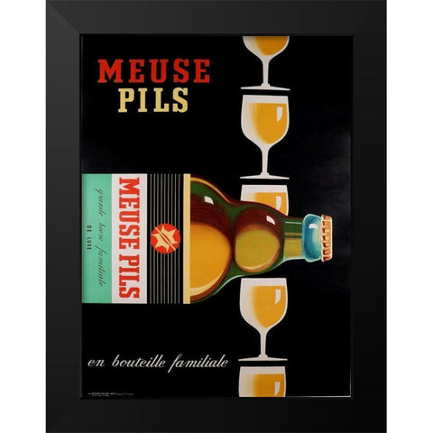 Meuse Beer Black Modern Wood Framed Art Print by Vintage Apple Collection