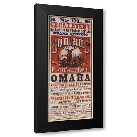 Omaha Black Modern Wood Framed Art Print with Double Matting by Vintage Apple Collection