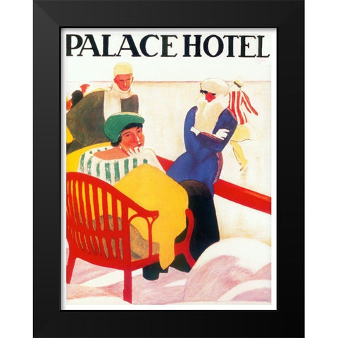 Palace Hotel Black Modern Wood Framed Art Print by Vintage Apple Collection