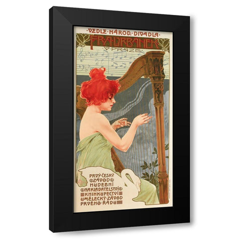 Redhead Harp Black Modern Wood Framed Art Print by Vintage Apple Collection