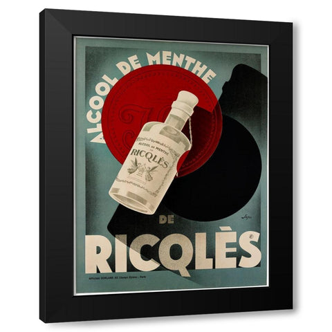 Ricqles Menthe Black Modern Wood Framed Art Print with Double Matting by Vintage Apple Collection