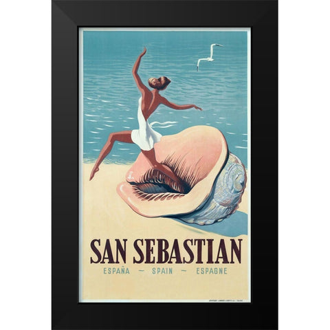 San Sebas Black Modern Wood Framed Art Print by Vintage Apple Collection