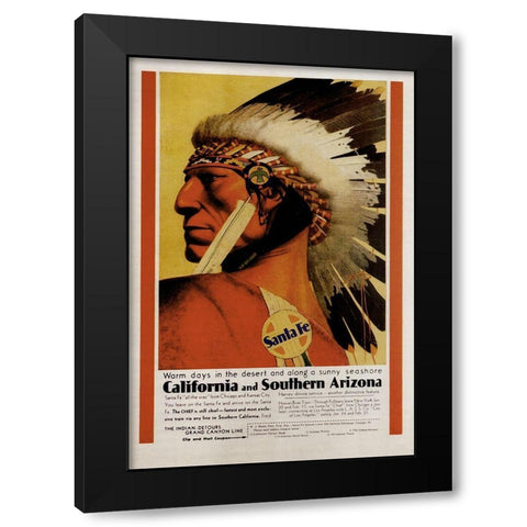 Santa Fe Black Modern Wood Framed Art Print with Double Matting by Vintage Apple Collection