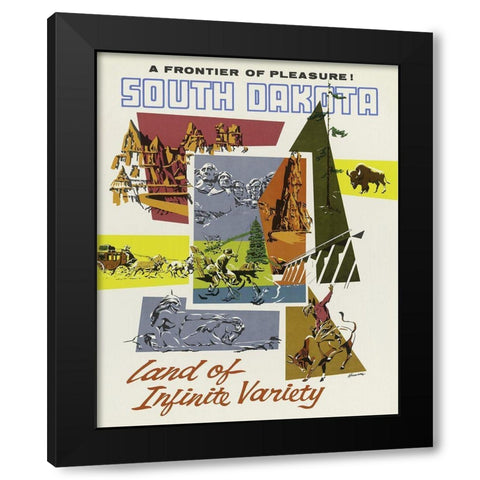 South Dakota Black Modern Wood Framed Art Print with Double Matting by Vintage Apple Collection