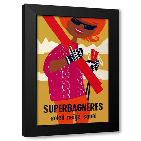 Super Bagneres Mod Black Modern Wood Framed Art Print by Vintage Apple Collection