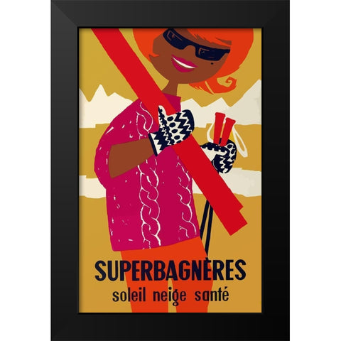 Super Bagneres Mod Black Modern Wood Framed Art Print by Vintage Apple Collection