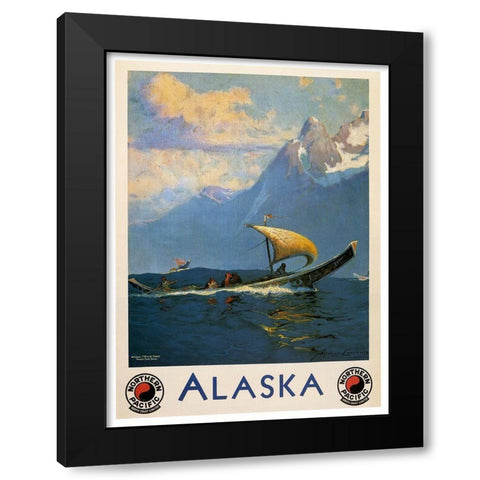 Vintage Alaska Black Modern Wood Framed Art Print with Double Matting by Vintage Apple Collection