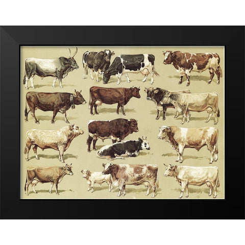 Dairy Farm Black Modern Wood Framed Art Print by Vintage Apple Collection