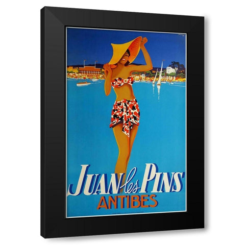 Antibes Black Modern Wood Framed Art Print by Vintage Apple Collection
