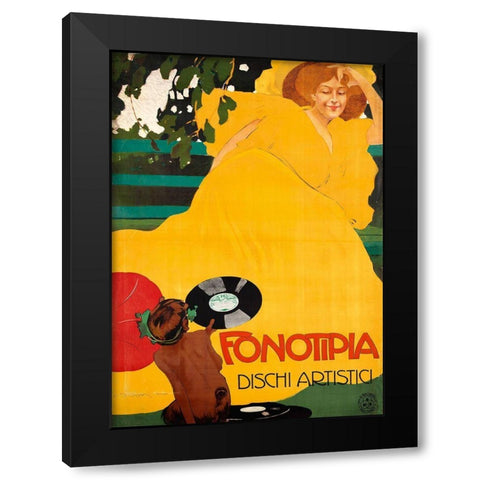 Fonotipia Black Modern Wood Framed Art Print by Vintage Apple Collection