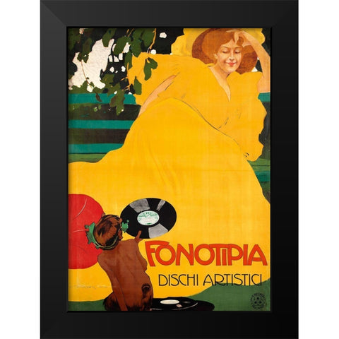 Fonotipia Black Modern Wood Framed Art Print by Vintage Apple Collection