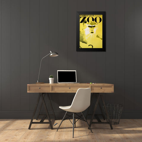 Monkey-Zoo Black Modern Wood Framed Art Print by Vintage Apple Collection