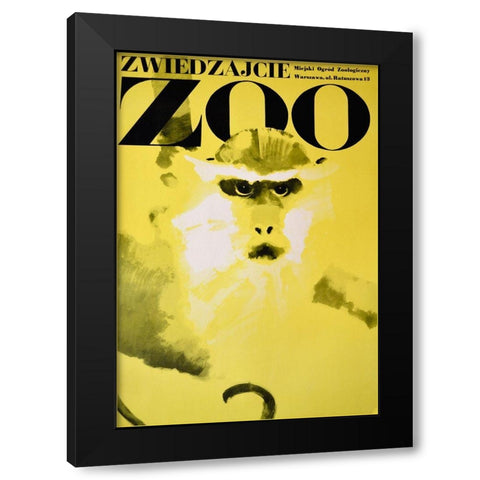 Monkey-Zoo Black Modern Wood Framed Art Print by Vintage Apple Collection