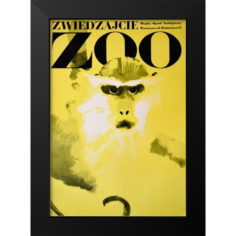 Monkey-Zoo Black Modern Wood Framed Art Print by Vintage Apple Collection