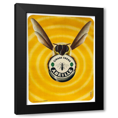 Abeille Black Modern Wood Framed Art Print by Vintage Apple Collection