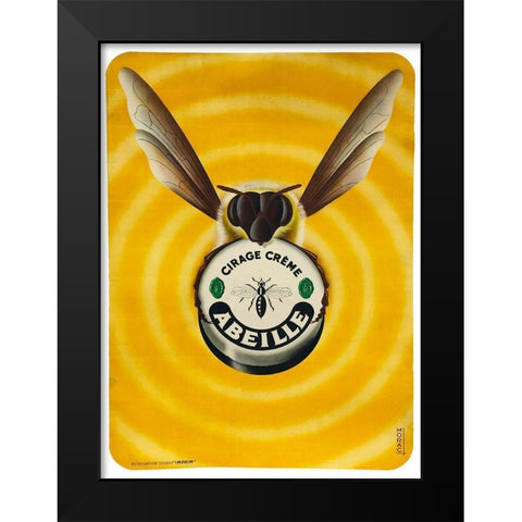 Abeille Black Modern Wood Framed Art Print by Vintage Apple Collection