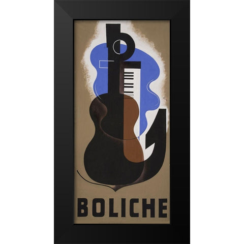 Boliche Black Modern Wood Framed Art Print by Vintage Apple Collection