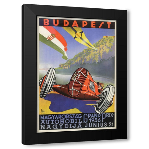 Budapest Travel Black Modern Wood Framed Art Print by Vintage Apple Collection