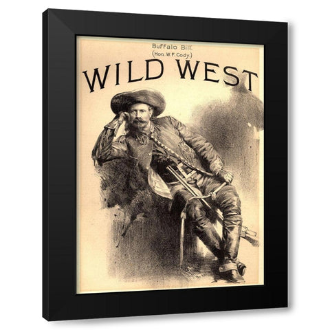 Buffalo Bill Black Modern Wood Framed Art Print by Vintage Apple Collection