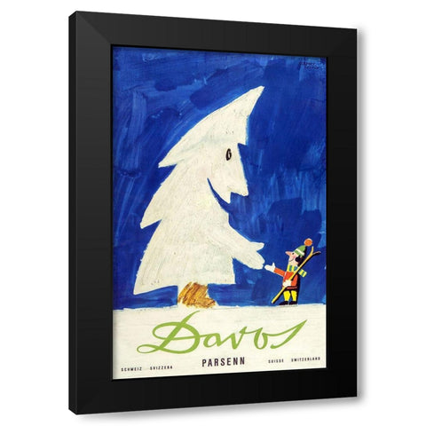 Davos 1 Black Modern Wood Framed Art Print with Double Matting by Vintage Apple Collection