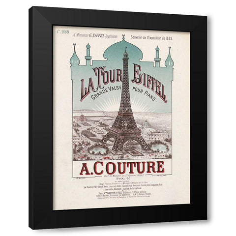 eiffel exposition Black Modern Wood Framed Art Print with Double Matting by Vintage Apple Collection