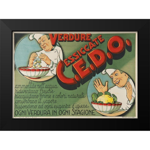 Italian Vegetables Black Modern Wood Framed Art Print by Vintage Apple Collection