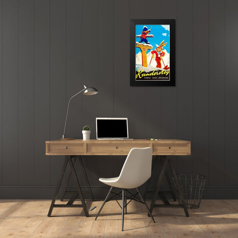 Kandersteg Black Modern Wood Framed Art Print by Vintage Apple Collection
