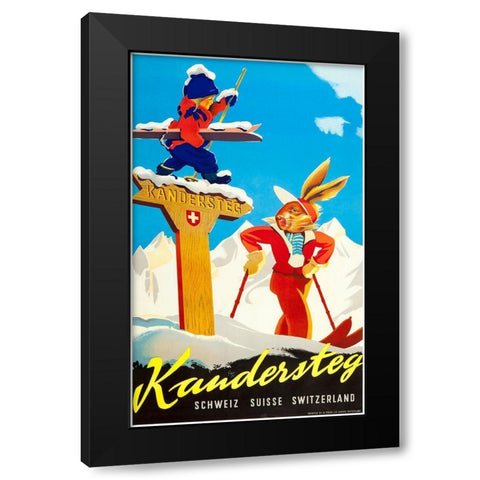 Kandersteg Black Modern Wood Framed Art Print by Vintage Apple Collection