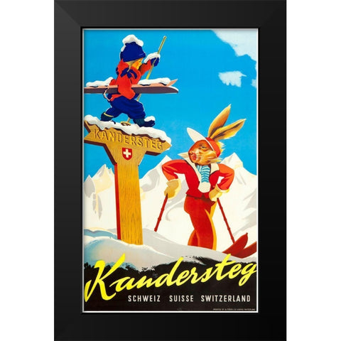 Kandersteg Black Modern Wood Framed Art Print by Vintage Apple Collection