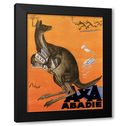 Kangaroo Black Modern Wood Framed Art Print by Vintage Apple Collection