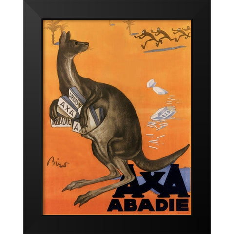 Kangaroo Black Modern Wood Framed Art Print by Vintage Apple Collection
