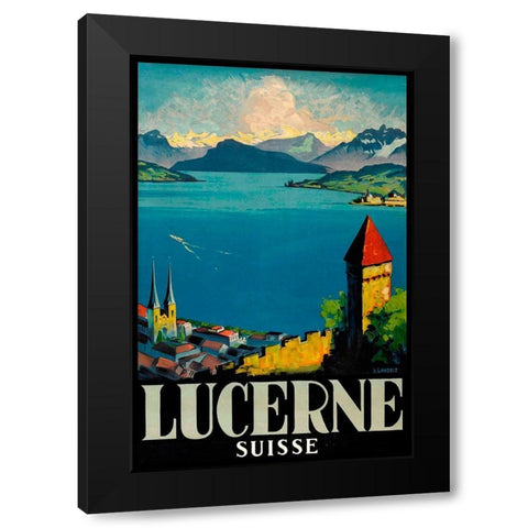 Lucerne Black Modern Wood Framed Art Print with Double Matting by Vintage Apple Collection