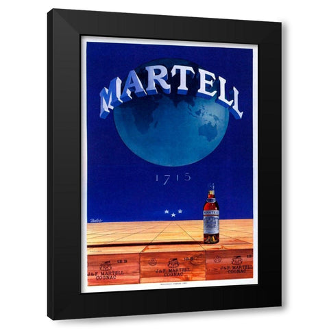 Martell Black Modern Wood Framed Art Print by Vintage Apple Collection
