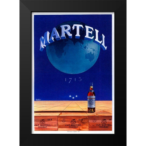 Martell Black Modern Wood Framed Art Print by Vintage Apple Collection