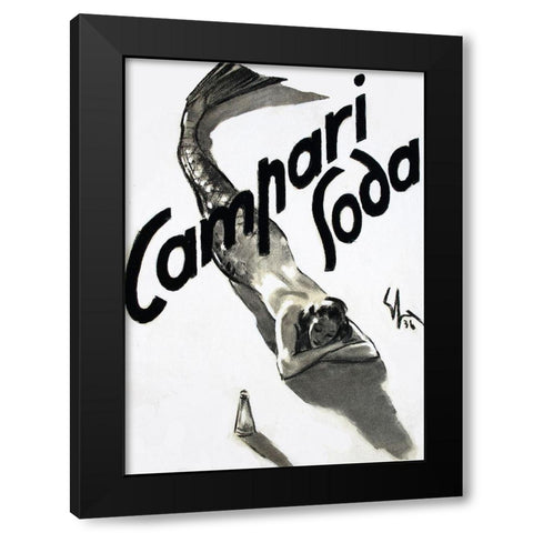 Mermaid Campari 1936 Black Modern Wood Framed Art Print by Vintage Apple Collection